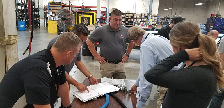 Attendees work on hose identification during a NAHAD HSI Regional Training Event at Summers Rubber in Cleveland in 2019