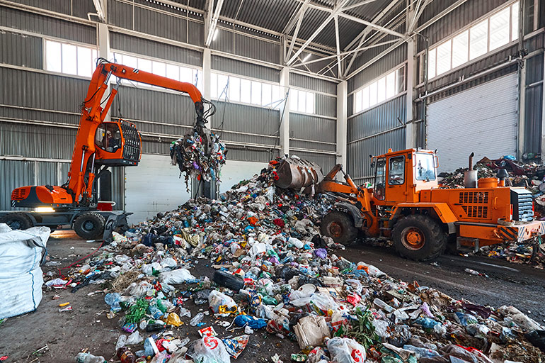 Landfill sites and recycling centers rely heavily on hydraulic-powered mobile machinery, such as specialized front-end loaders and material handlers, the latter looking like excavators with grapples instead of buckets.