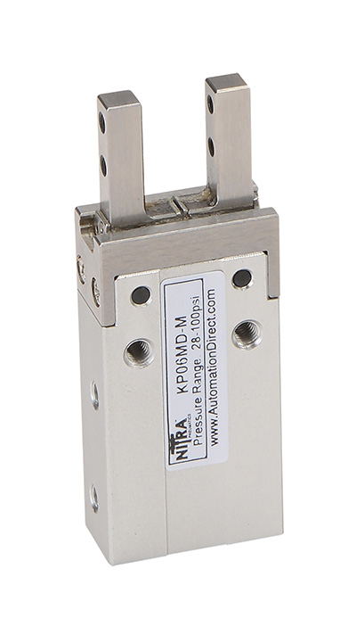 Figure 3. Parallel grippers, such as this AutomationDirect Nitra version, come in many size configurations and offer good holding power for flat-sided payloads. Image courtesy of AutomationDirect