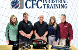 CFC Industrial Training from left to right: Ruth Hoffman (CFO), JR Rhodes (president), Bob Sheaf (founder, retired), Janet Turner (CEO), and Dan Turner (president and owner, Turner Hydraulics)