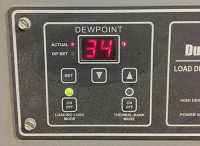 Figure 5: The display on this refrigerated dryer doesn’t really measure dewpoint but temperature inside the dryer. This dryer was passing wet air due to a drain failure. 