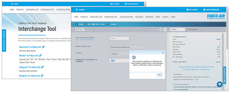 Figure 4. Fabco-Air’s Online Interchange Tool.