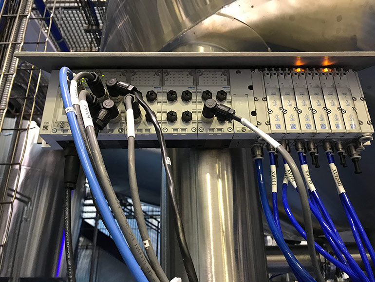 A Festo CPX valve terminal can be mounted on a skid, shown here, or in a control panel. CPX is now easily commissioned into the DeltaV DCS ecosystem.