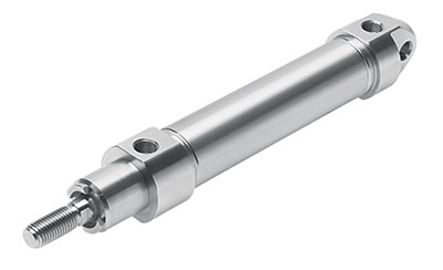 This CRDSNU stainless-steel clean-design pneumatic actuator ticks all the boxes – large radii, non-corrosive, high gloss, and ready for G-thread fittings. | courtesy of festo