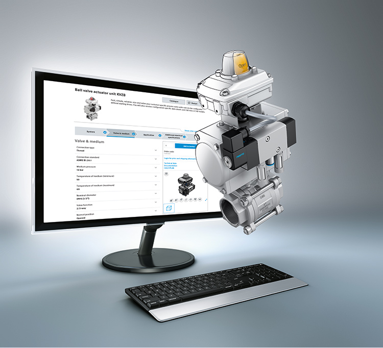 The new KVZB ball-valve configurator organizes the selection of the optimum assembly into a few simple and quick steps. 