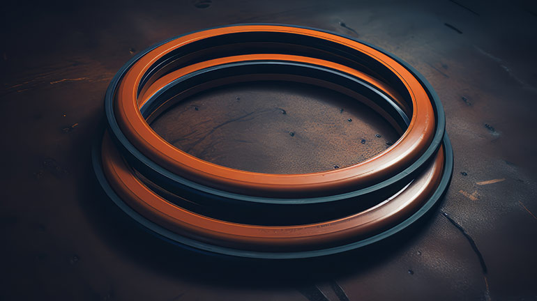 This AI-generated image from Adobe stock is a example of a buffer seal used in hydraulic cylinders. Buffer seals commonly use a lip seal or O-ring combined with a back-up or glide ring seal.