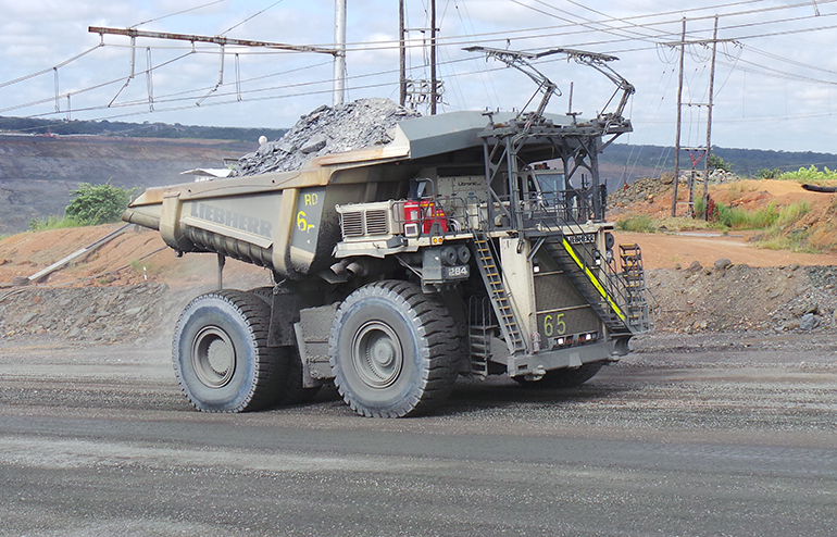 The Liebherr Trolley Assist System is an effective step on the road to zero emission mine sites. An overhead pantograph connects the truck’s electric-drive system to an electrical network.