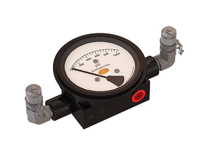 The gauge with two connections is used to measure the difference in pressure between two zones.