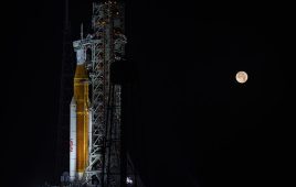 NASA relies on a massive crawler transporter to carry the Artemis I rocket and spacecraft from the vehicle assembly building to the launch pads at Kennedy Space Center. | courtesy of nasa