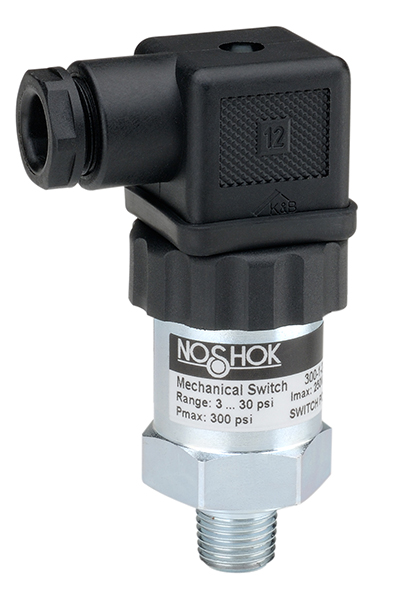 Paying attention to your switches’ hysteresis is necessary to ensure safe, reliable operation. Pictured here is the 300 series mechanical compact SPTD pressure switch with adjustable hysteresis from Noshok.