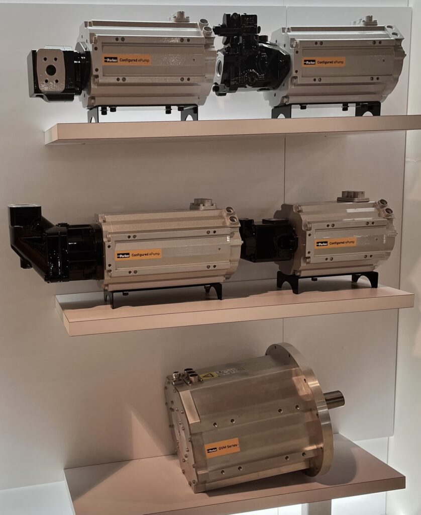 Parker’s EHP Series Configured ePumps include a GVM electric motor and hydraulic pump.