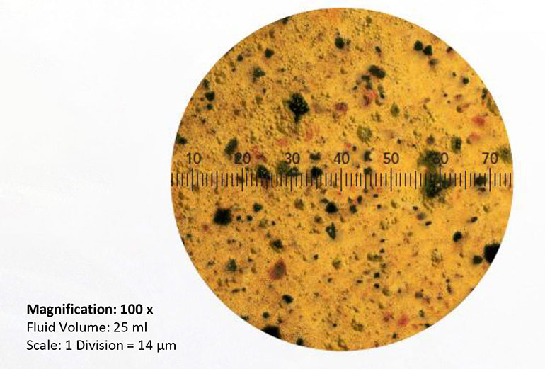 Fluid oil analysis particle contamination patch test