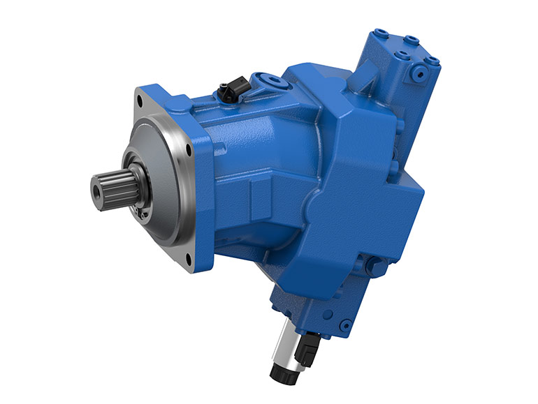 A36VM axial piston variable motor, which was developed specifically for hydrostatic drivetrains. It allows greater tractive force and speed for mobile machines. Image courtesy of Bosch Rexroth.