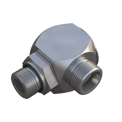 Stauff FI-DGWESV swivel fittings compensate for movements between a fluid line and machine component, providing for continuous freedom of movement during operation. | Courtesy of Walter Stauffenberg GmbH & Co. KG 