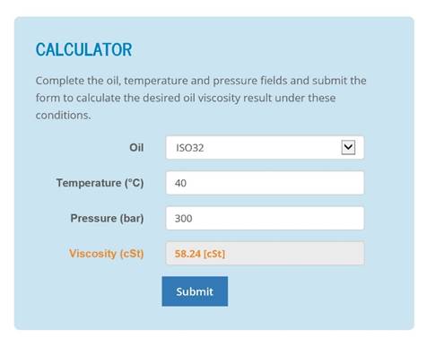 Webtec hydraulic oil viscosity calculator